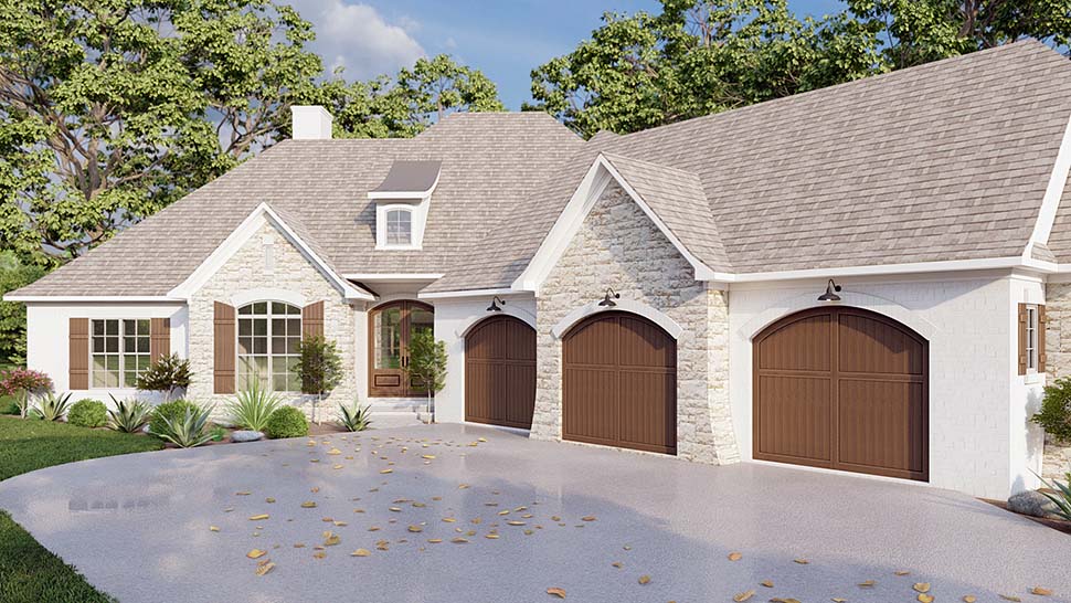 European, French Country, Traditional Plan with 2668 Sq. Ft., 4 Bedrooms, 4 Bathrooms, 3 Car Garage Picture 5