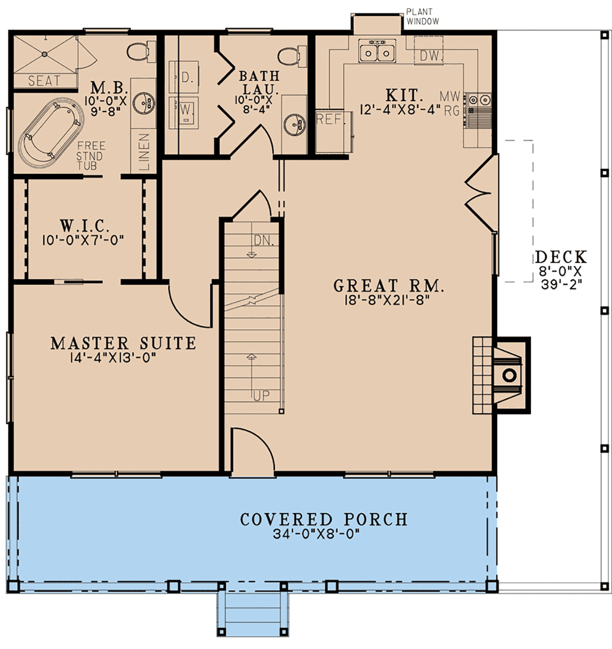 Cabin Country Farmhouse Level One of Plan 82701