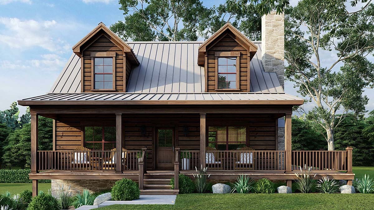 Cabin, Country, Farmhouse Plan with 2221 Sq. Ft., 3 Bedrooms, 3 Bathrooms, 1 Car Garage Elevation