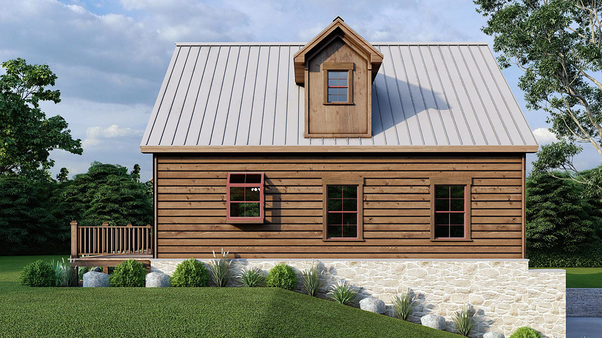 Cabin Country Farmhouse Rear Elevation of Plan 82701
