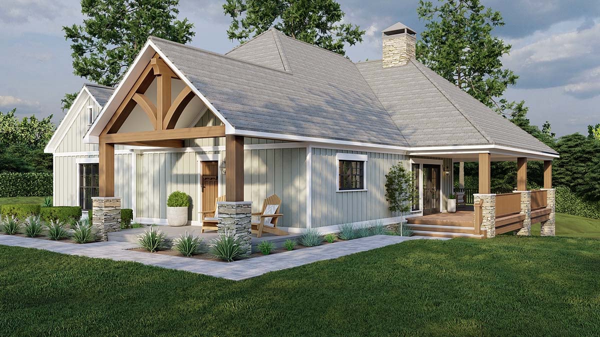 Bungalow, Cottage, Craftsman, Traditional Plan with 1937 Sq. Ft., 2 Bedrooms, 2 Bathrooms, 2 Car Garage Picture 2