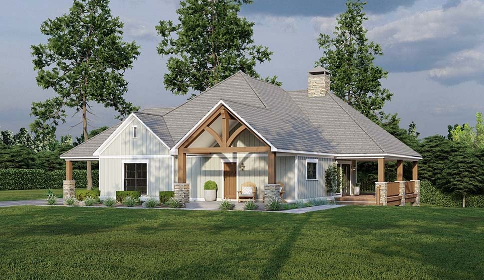 Bungalow, Cottage, Craftsman, Traditional Plan with 1937 Sq. Ft., 2 Bedrooms, 2 Bathrooms, 2 Car Garage Picture 4