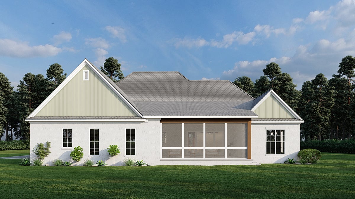 Bungalow, Craftsman, Farmhouse, Traditional Plan with 2638 Sq. Ft., 4 Bedrooms, 5 Bathrooms, 2 Car Garage Rear Elevation