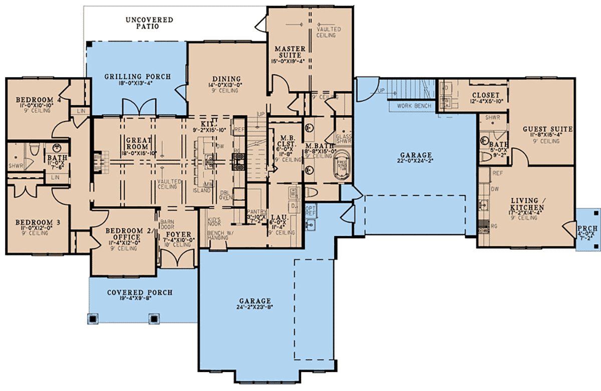 Bungalow Contemporary Country Craftsman Farmhouse Level One of Plan 82707