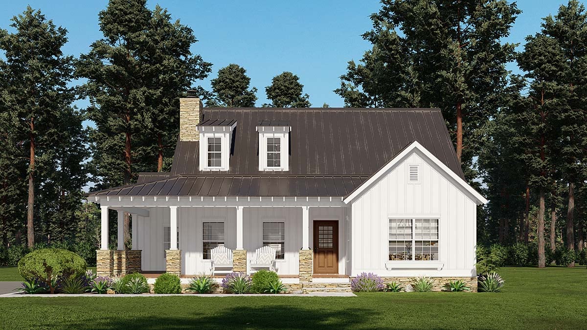 Cabin, Farmhouse Plan with 1571 Sq. Ft., 2 Bedrooms, 3 Bathrooms Elevation