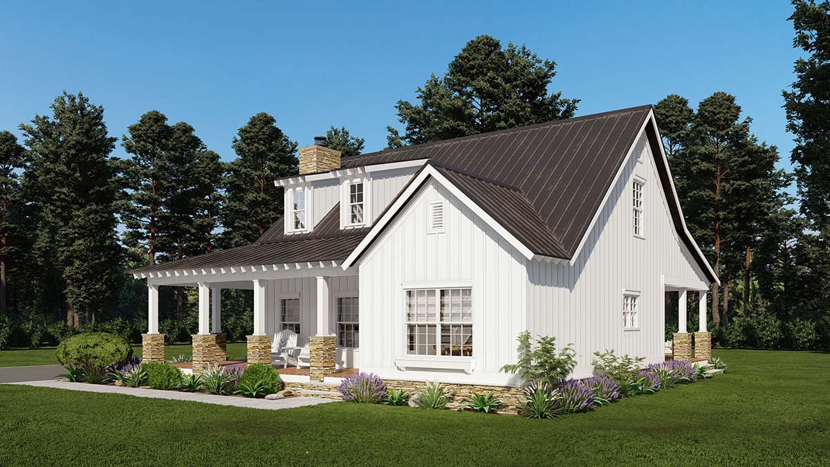 Cabin, Farmhouse Plan with 1571 Sq. Ft., 2 Bedrooms, 3 Bathrooms Picture 2