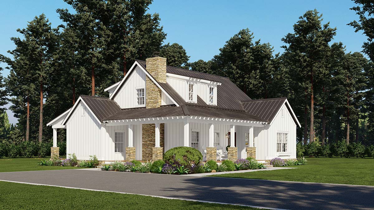 Cabin, Farmhouse Plan with 1571 Sq. Ft., 2 Bedrooms, 3 Bathrooms Picture 3