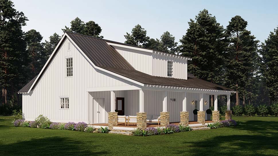 Cabin, Farmhouse Plan with 1571 Sq. Ft., 2 Bedrooms, 3 Bathrooms Picture 4