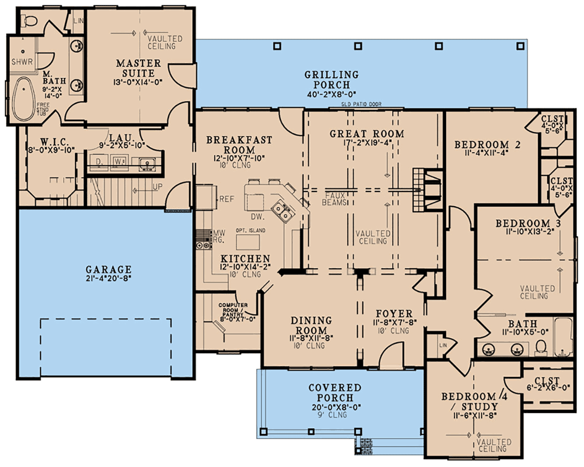 Bungalow Coastal Country Craftsman Farmhouse Southern Traditional Level One of Plan 82710