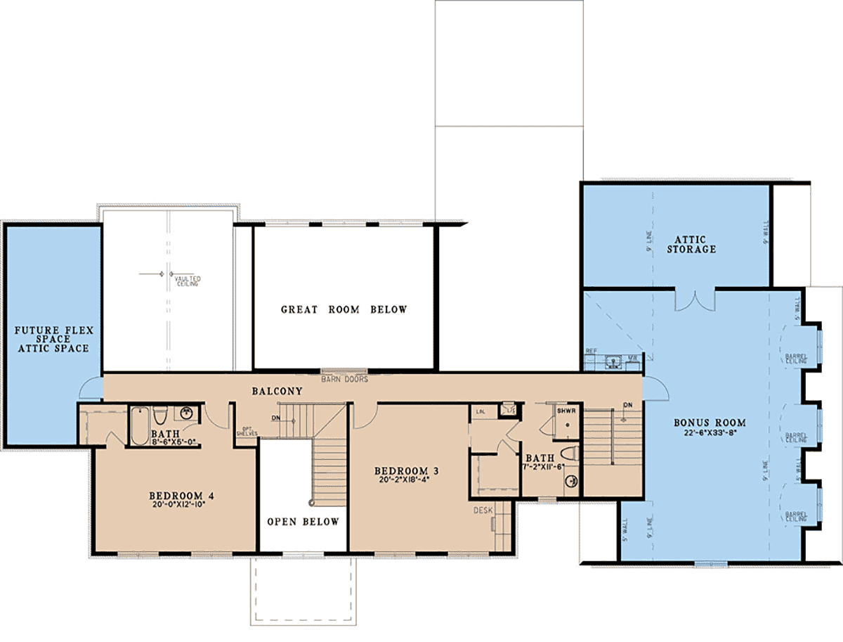 Colonial Country European French Country Southern Traditional Level Two of Plan 82711