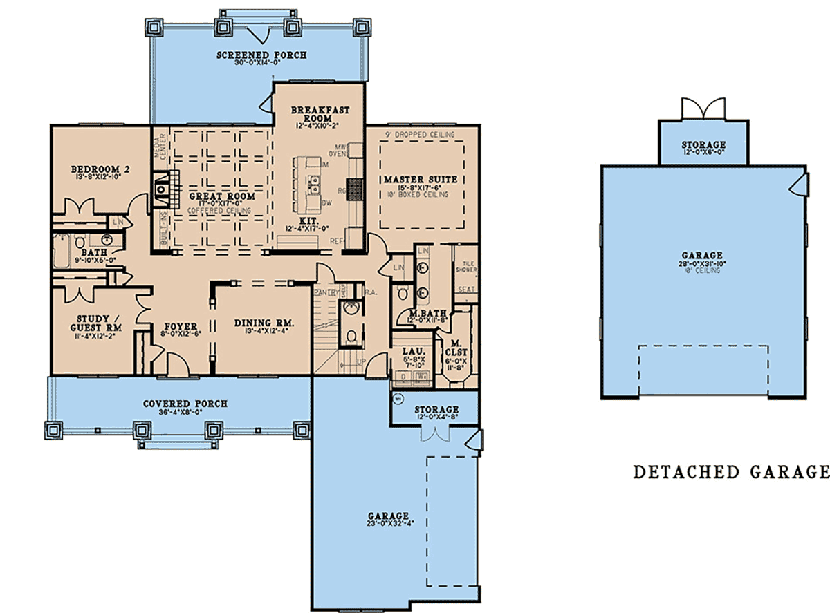 Bungalow Country Craftsman Farmhouse Southern Traditional Level One of Plan 82712