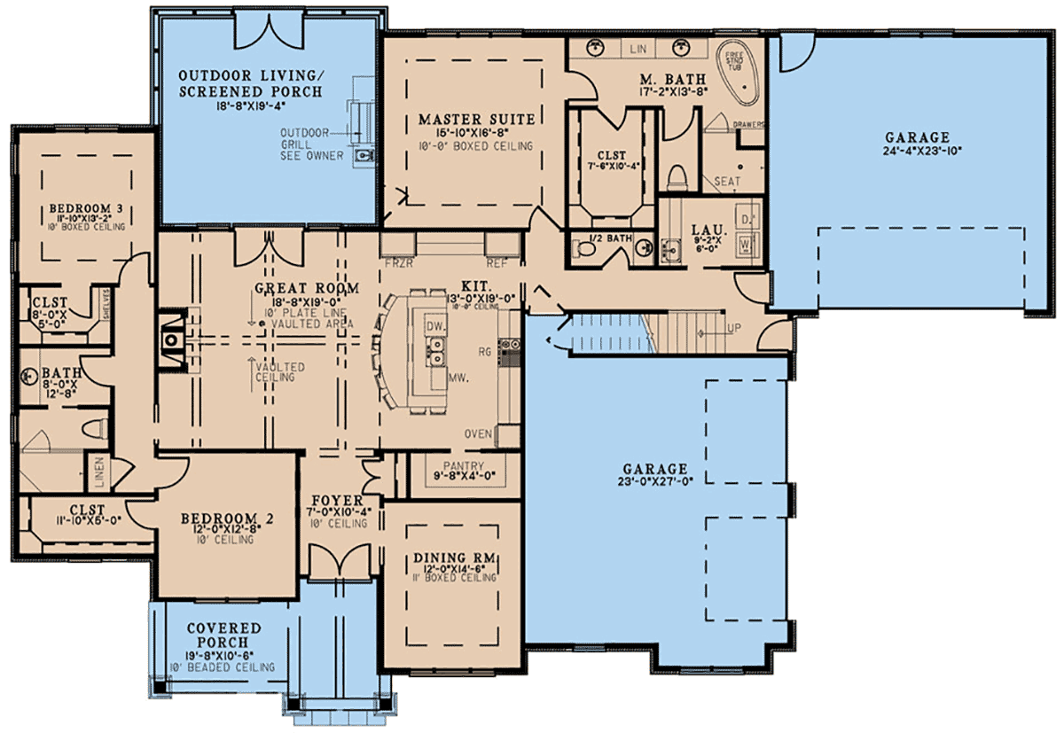 Bungalow Craftsman Southern Traditional Level One of Plan 82713