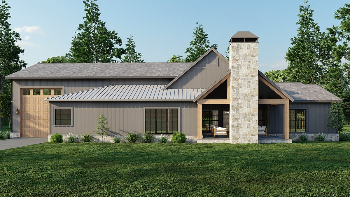 Bungalow Contemporary Country Craftsman Farmhouse Traditional Rear Elevation of Plan 82714