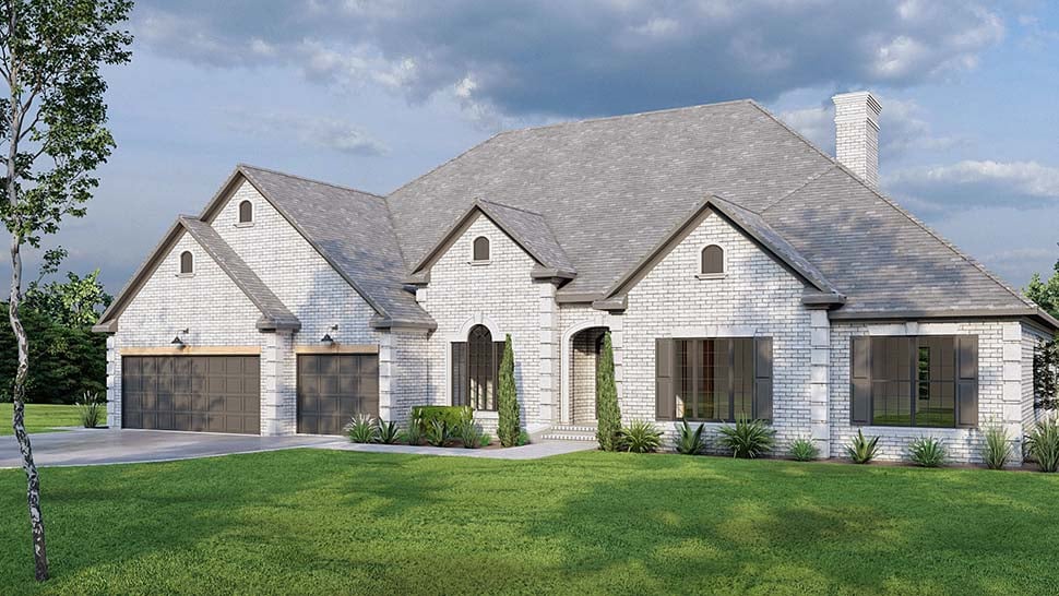 Coastal, French Country, Traditional Plan with 3012 Sq. Ft., 4 Bedrooms, 4 Bathrooms, 3 Car Garage Picture 4