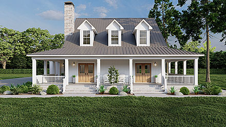 Coastal Contemporary Country Farmhouse Southern Traditional Elevation of Plan 82717