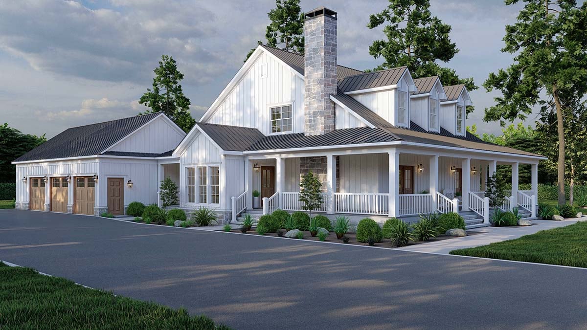 Coastal, Contemporary, Country, Farmhouse, Southern, Traditional Plan with 2169 Sq. Ft., 3 Bedrooms, 3 Bathrooms, 3 Car Garage Picture 3