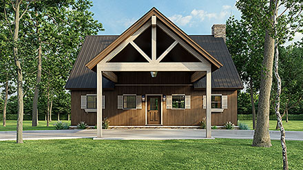 Bungalow Cabin Country Craftsman Southern Traditional Elevation of Plan 82721