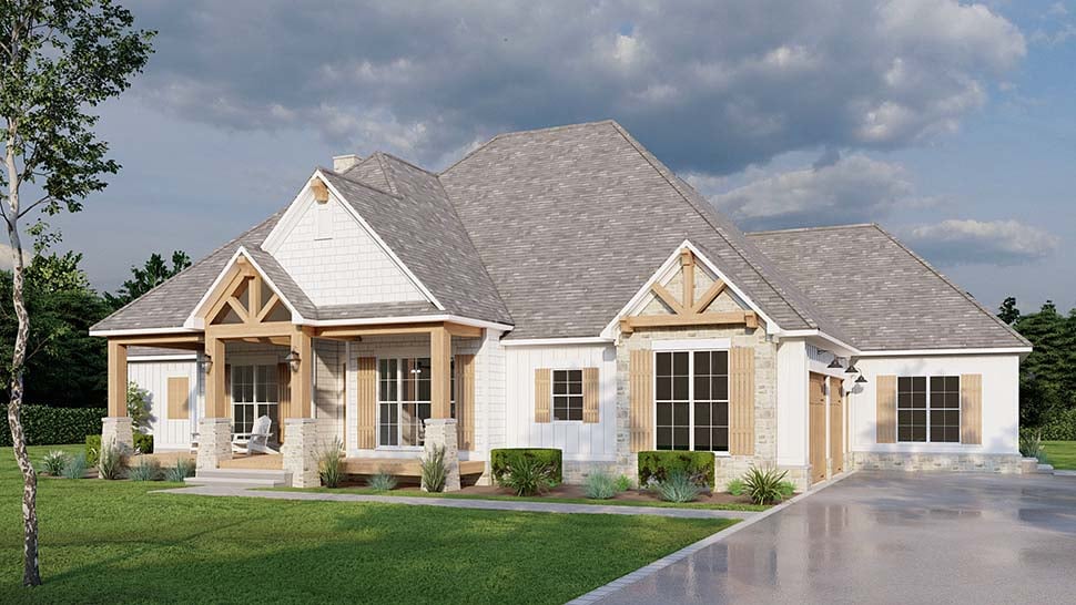 Bungalow, Coastal, Country, Craftsman, Farmhouse, Southern, Traditional Plan with 2442 Sq. Ft., 3 Bedrooms, 4 Bathrooms, 2 Car Garage Picture 4