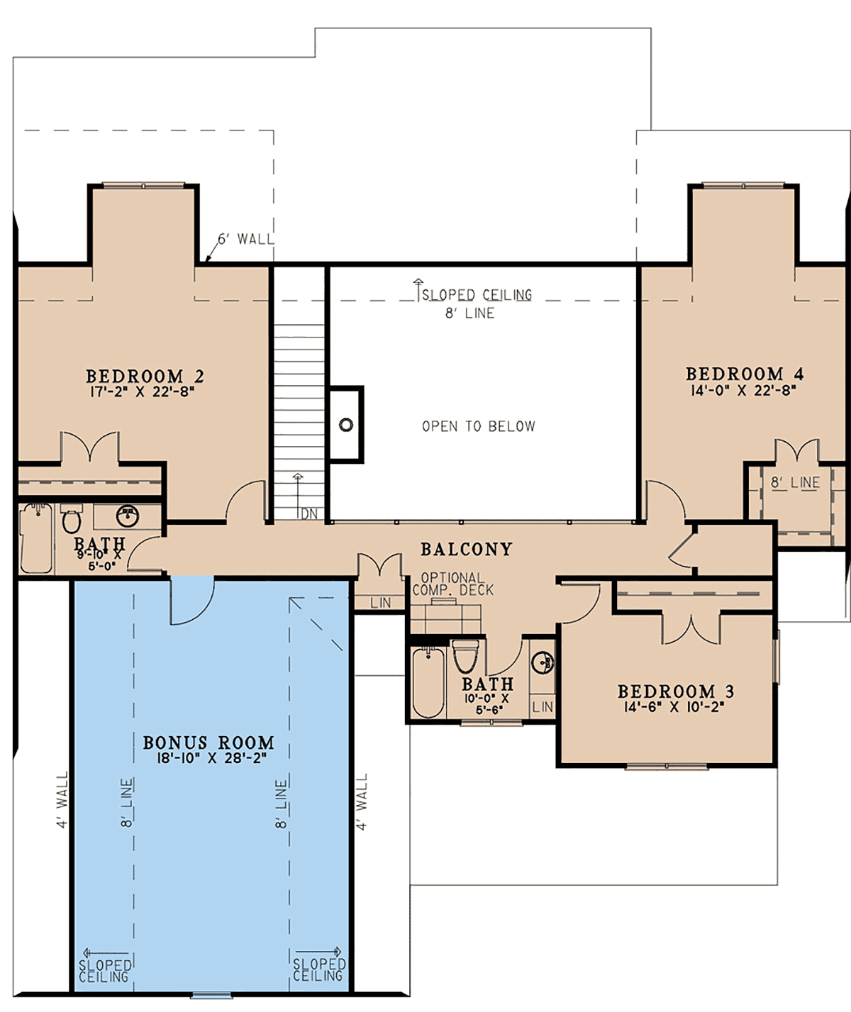 Bungalow Country Craftsman Farmhouse Southern Traditional Level Two of Plan 82725