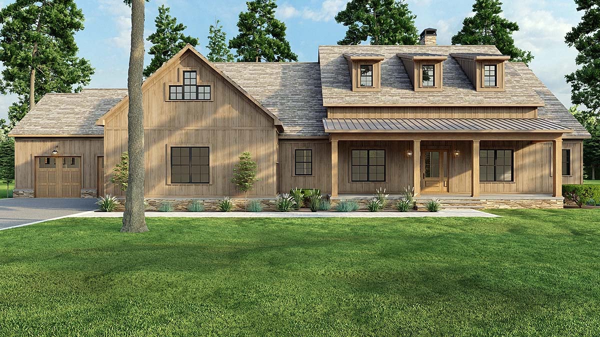 Bungalow, Country, Craftsman, Farmhouse, Southern, Traditional Plan with 2173 Sq. Ft., 3 Bedrooms, 3 Bathrooms, 4 Car Garage Elevation