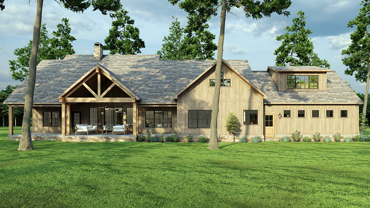 Bungalow Country Craftsman Farmhouse Southern Traditional Rear Elevation of Plan 82726