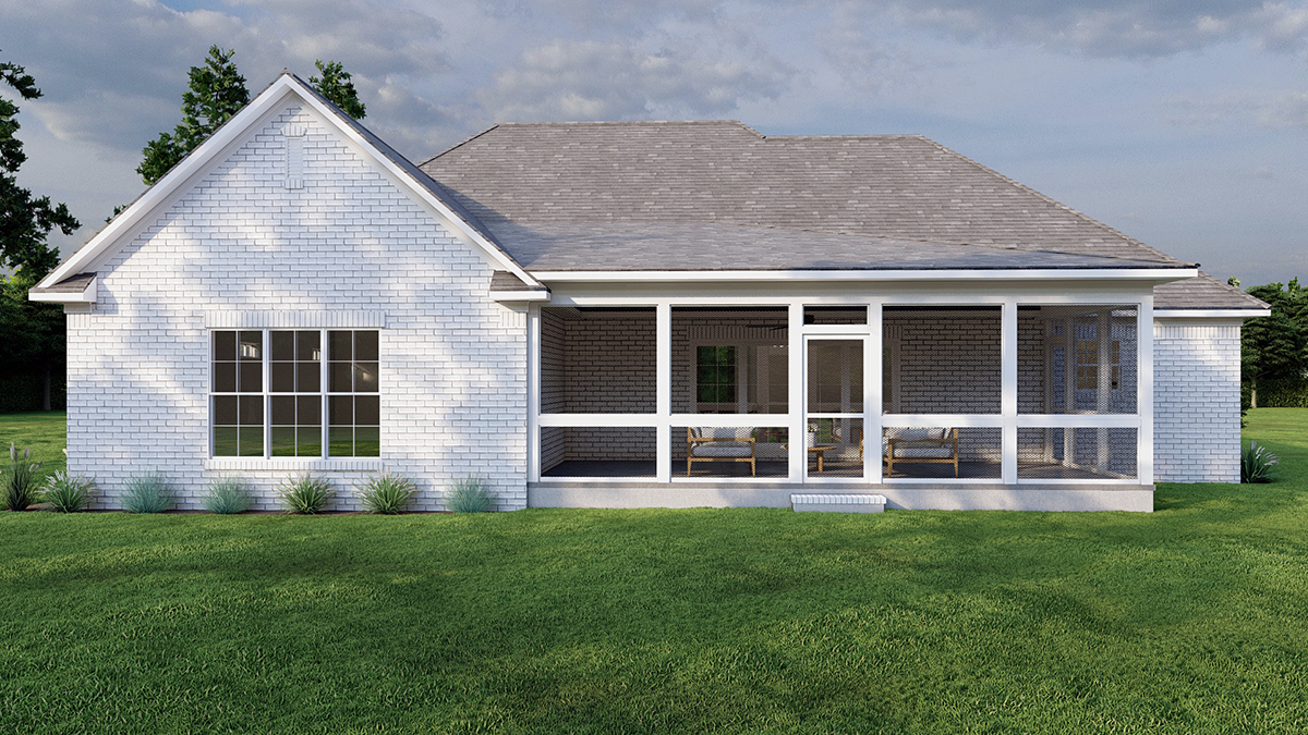 Bungalow, Craftsman, Southern, Traditional Plan with 1911 Sq. Ft., 3 Bedrooms, 2 Bathrooms, 2 Car Garage Rear Elevation
