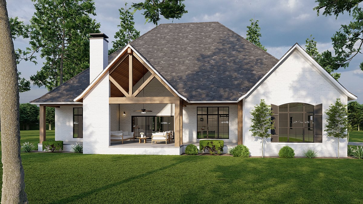 Bungalow Craftsman European French Country Southern Rear Elevation of Plan 82732