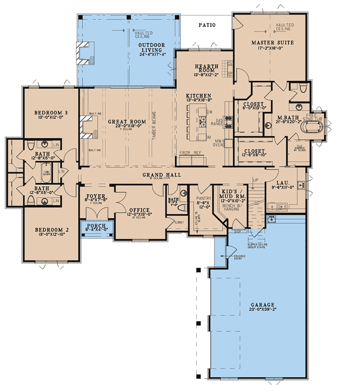 Bungalow Contemporary Craftsman European Southern Traditional Level One of Plan 82733