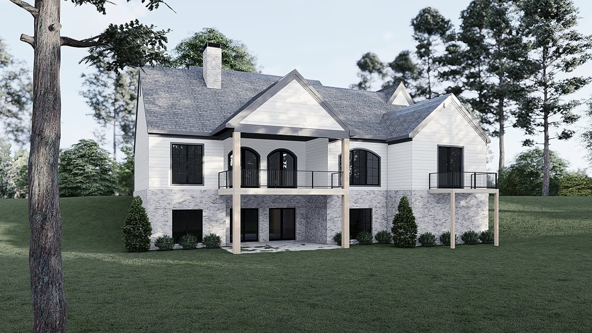 Contemporary European French Country Modern Rear Elevation of Plan 82735