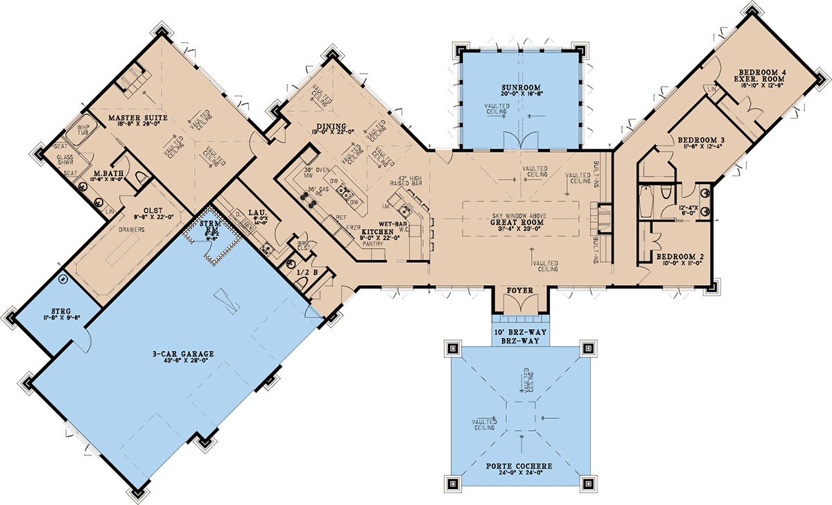 Contemporary Prairie Style Tuscan Level One of Plan 82736