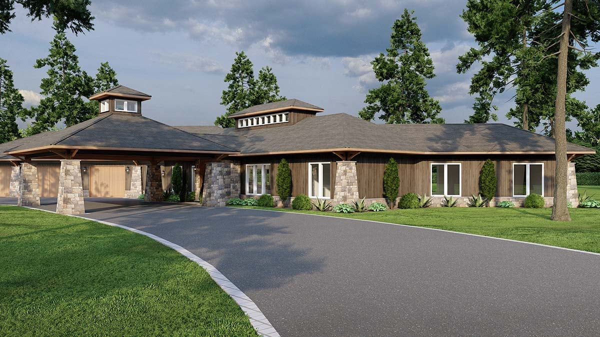 Contemporary, Prairie Style, Tuscan Plan with 3638 Sq. Ft., 4 Bedrooms, 3 Bathrooms, 3 Car Garage Picture 2