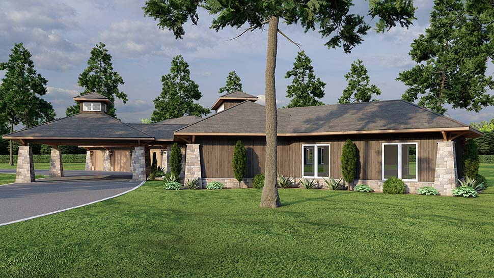 Contemporary, Prairie Style, Tuscan Plan with 3638 Sq. Ft., 4 Bedrooms, 3 Bathrooms, 3 Car Garage Picture 4