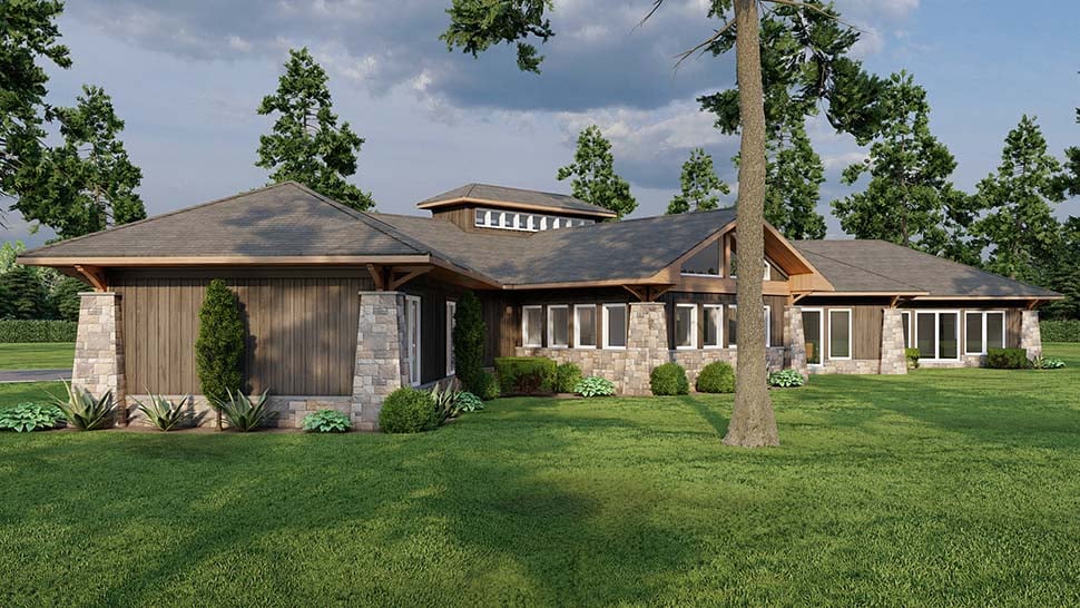 Contemporary, Prairie Style, Tuscan Plan with 3638 Sq. Ft., 4 Bedrooms, 3 Bathrooms, 3 Car Garage Picture 7