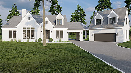 Contemporary European French Country Elevation of Plan 82737