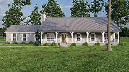 Cottage Farmhouse Ranch Southern Traditional Elevation of Plan 82738