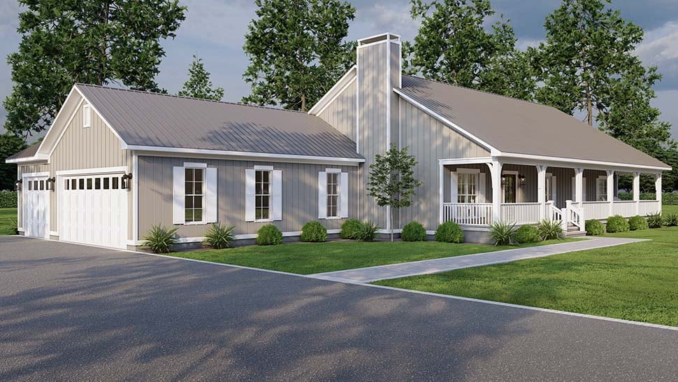 Cottage, Farmhouse, Ranch, Southern, Traditional Plan with 2313 Sq. Ft., 3 Bedrooms, 3 Bathrooms, 3 Car Garage Picture 4