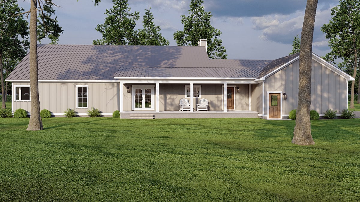 Cottage Farmhouse Ranch Southern Traditional Rear Elevation of Plan 82738