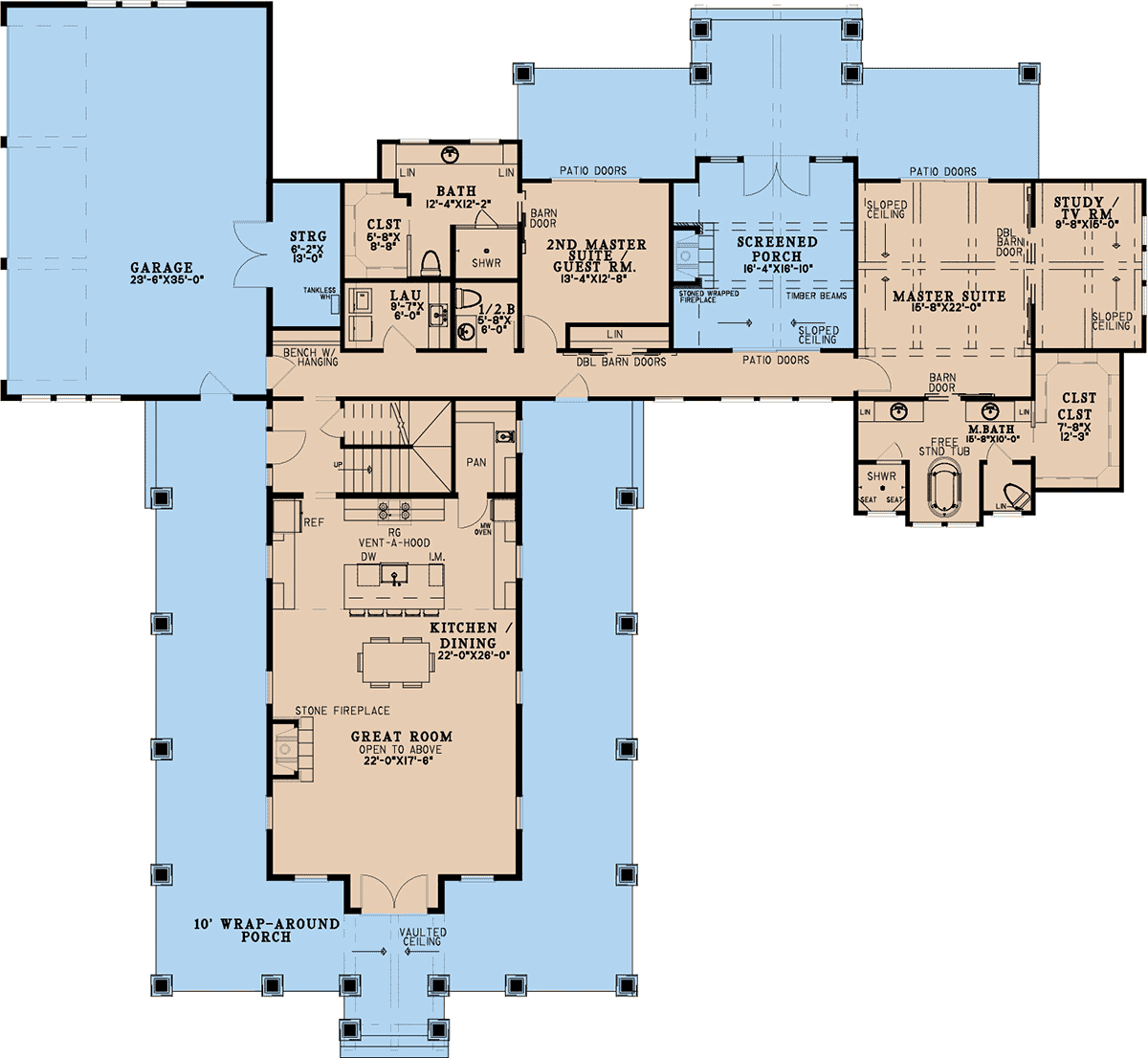 Barndominium Farmhouse Level One of Plan 82739