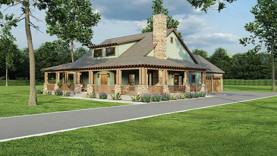Cabin, Country, Farmhouse, Southern Plan with 1805 Sq. Ft., 2 Bedrooms, 2 Bathrooms, 2 Car Garage Picture 5
