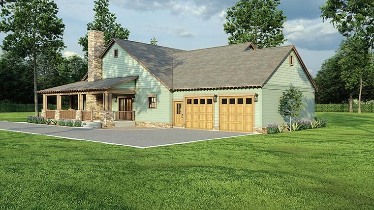 Cabin, Country, Farmhouse, Southern Plan with 1805 Sq. Ft., 2 Bedrooms, 2 Bathrooms, 2 Car Garage Picture 6