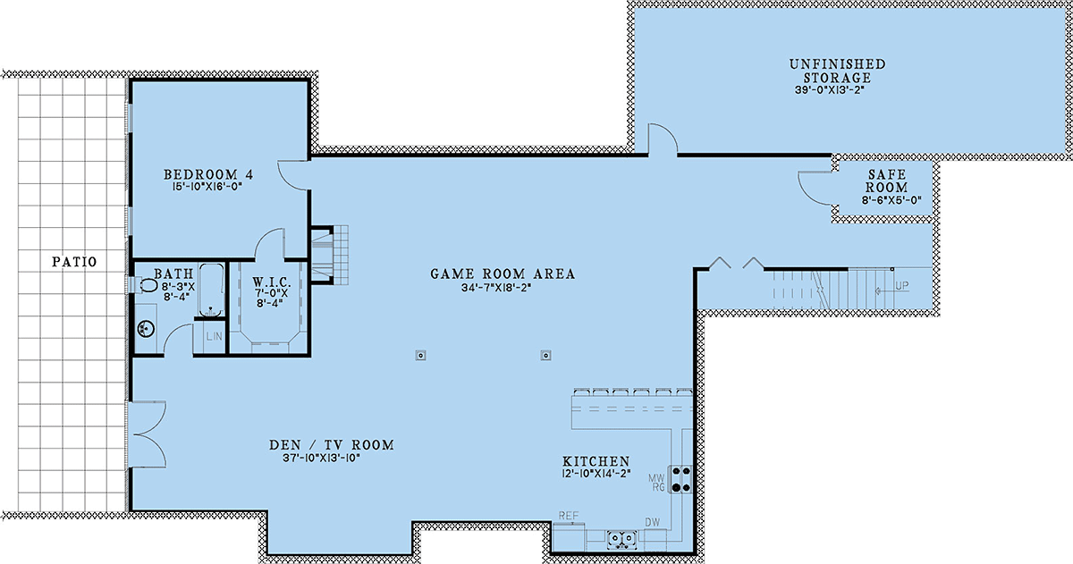 Bungalow Contemporary Craftsman Traditional Lower Level of Plan 82741
