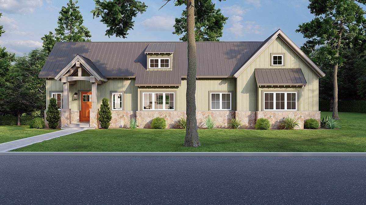 Bungalow, Cabin, Cottage, Craftsman Plan with 1846 Sq. Ft., 2 Bedrooms, 3 Bathrooms Elevation