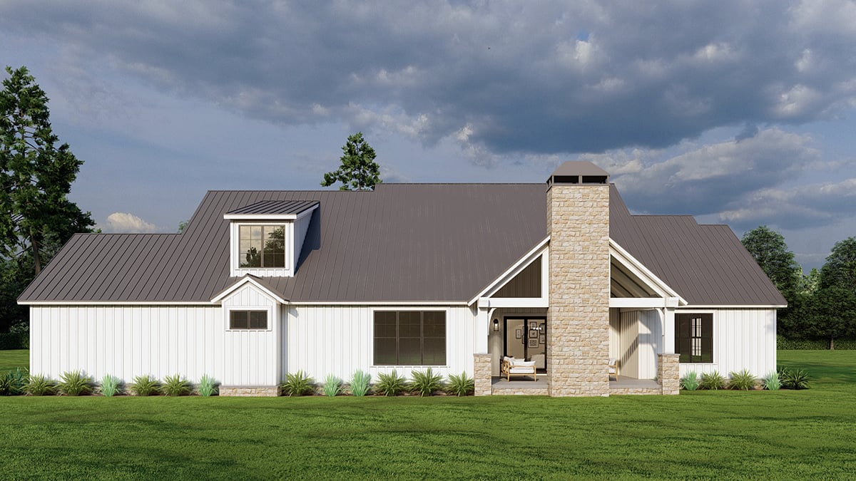 Barndominium Country Southern Traditional Rear Elevation of Plan 82743