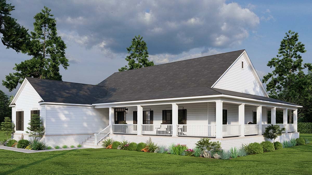 Farmhouse Plan with 2193 Sq. Ft., 3 Bedrooms, 3 Bathrooms, 2 Car Garage Picture 2