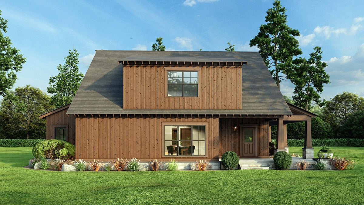 Bungalow Country Craftsman Farmhouse Southern Rear Elevation of Plan 82746