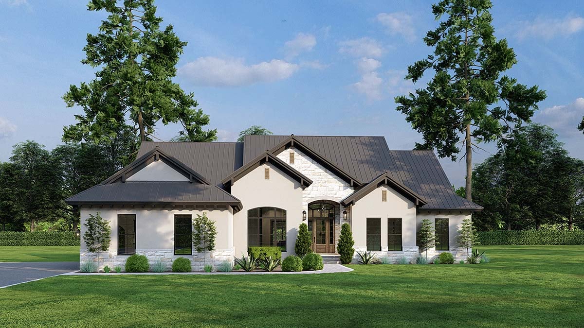 French Country, Mediterranean, Tuscan Plan with 2076 Sq. Ft., 4 Bedrooms, 3 Bathrooms, 3 Car Garage Elevation