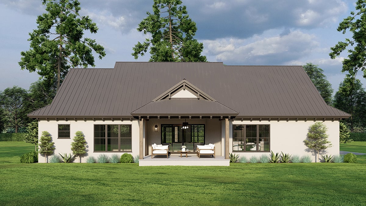 French Country Mediterranean Tuscan Rear Elevation of Plan 82749