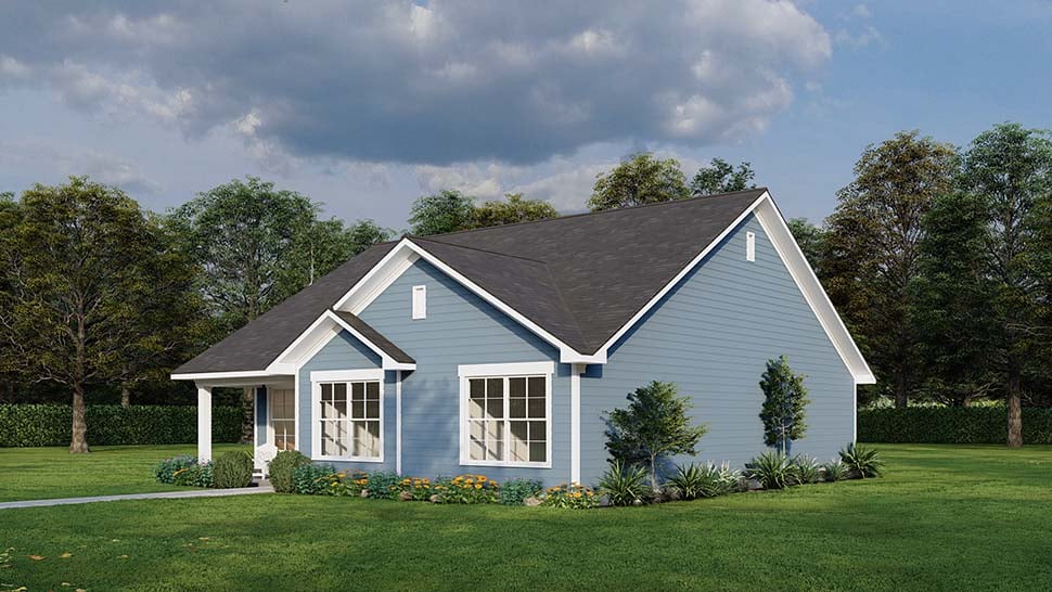 Country, Southern, Traditional Plan with 1279 Sq. Ft., 3 Bedrooms, 2 Bathrooms Picture 4