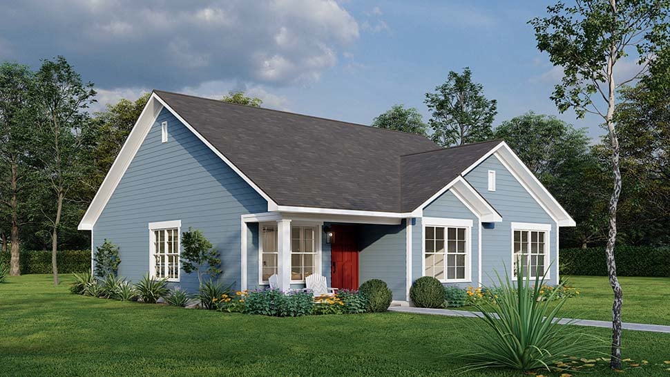 Country, Southern, Traditional Plan with 1279 Sq. Ft., 3 Bedrooms, 2 Bathrooms Picture 7