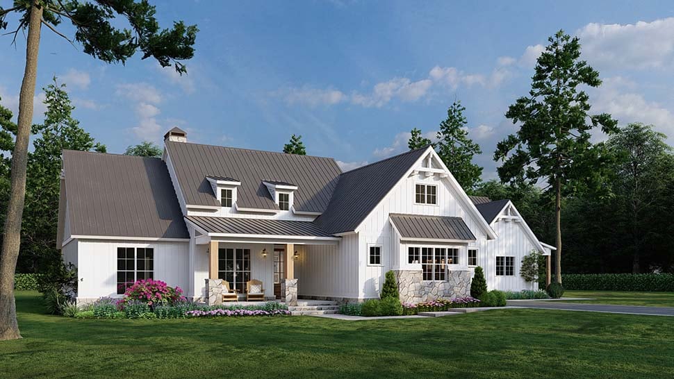 Farmhouse Plan with 2541 Sq. Ft., 5 Bedrooms, 3 Bathrooms, 3 Car Garage Picture 4